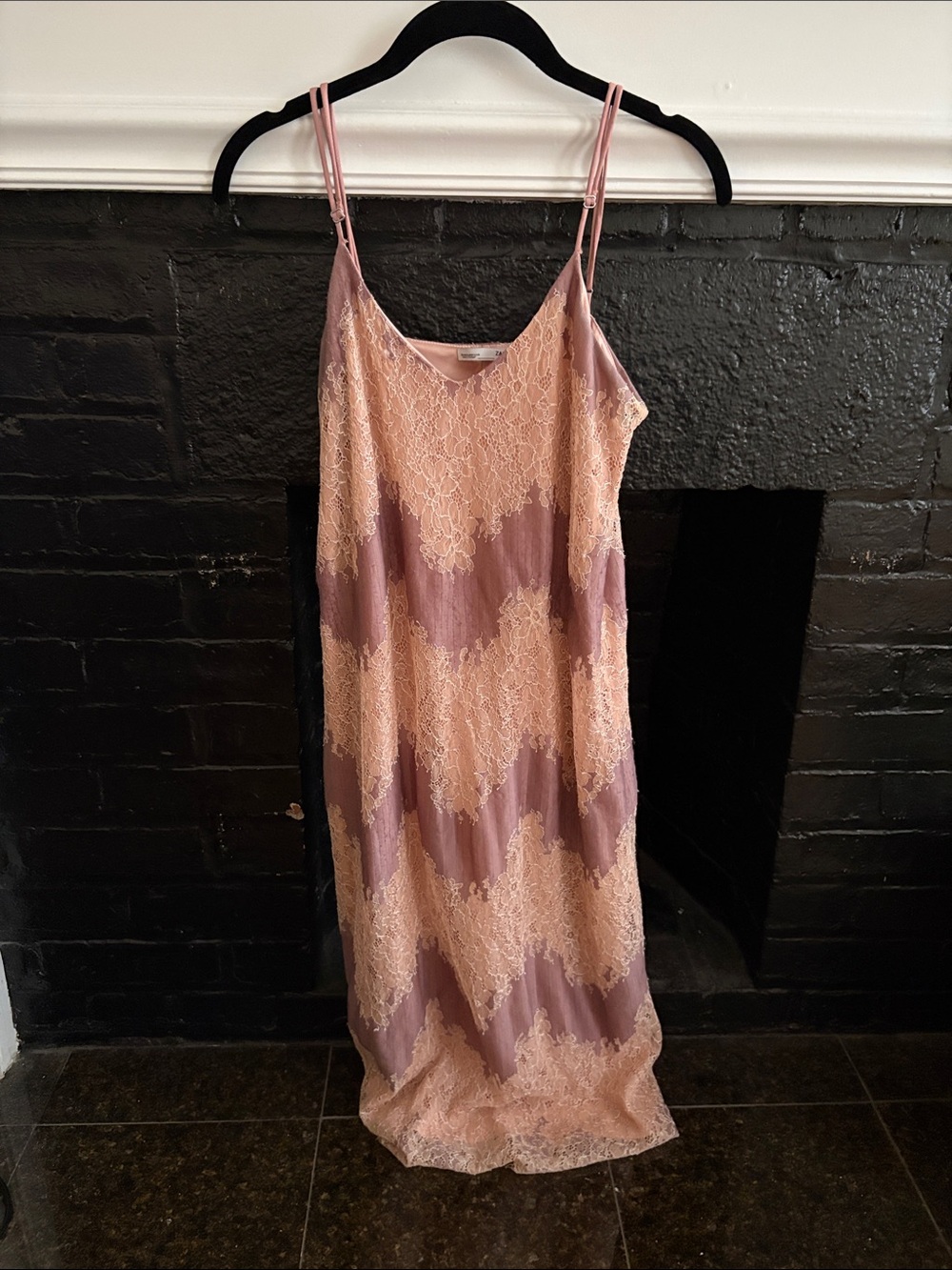 Zara Lace-Overlay Midi Slip Dress